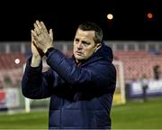 8 March 2024; St Patrick's Athletic manager Jon Daly after his side's victory in the SSE Airtricity Men's Premier Division match between St Patrick's Athletic and Dundalk at Richmond Park in Dublin. Photo by Piaras Ó Mídheach/Sportsfile