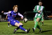 8 March 2024; Evan O'Connor of Treaty United in action against Harry Groome of Bray Wanderers during the SSE Airtricity Men's First Division match between Treaty United and Bray Wanderers at Markets Field in Limerick. Photo by Michael P Ryan/Sportsfile