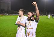 8 March 2024; Mark Coyle, right, and Sean Gannon of Shelbourne celebrate after the SSE Airtricity Men's Premier Division match between Bohemians and Shelbourne at Dalymount Park in Dublin. Photo by Stephen McCarthy/Sportsfile
