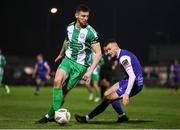 8 March 2024; Kilian Cantwell of Bray Wanderers  in action against Lee Devitt of Treaty United during the SSE Airtricity Men's First Division match between Treaty United and Bray Wanderers at Markets Field in Limerick. Photo by Michael P Ryan/Sportsfile