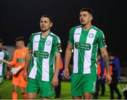 8 March 2024; Bray Wanderers players Max Murphy, left, and Cristion Magerusan after the SSE Airtricity Men's First Division match between Treaty United and Bray Wanderers at Markets Field in Limerick. Photo by Michael P Ryan/Sportsfile