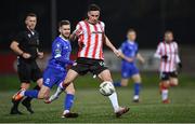8 March 2024; Jordan McEneff of Derry City during the SSE Airtricity Men's Premier Division match between Derry City and Waterford at The Ryan McBride Brandywell Stadium in Derry. Photo by Ramsey Cardy/Sportsfile