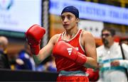 9 March 2024; Sofia Micaela Robles of Argentina before their Women's 54kg Round of 16 bout against Shera Mae Patricio of USA during day seven at the Paris 2024 Olympic Boxing Qualification Tournament at E-Work Arena in Busto Arsizio, Italy. Photo by Ben McShane/Sportsfile