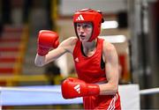 9 March 2024; Miroslava Jedinakova of Slovakia during their Women's 60kg semi-finals bout against Chelsey Heijnen of Netherlands during day seven at the Paris 2024 Olympic Boxing Qualification Tournament at E-Work Arena in Busto Arsizio, Italy. Photo by Ben McShane/Sportsfile