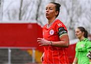 9 March 2024; Pearl Slattery of Shelbourne leads their side out before the SSE Airtricity Women's Premier Division match between Shelbourne and Sligo Rovers at Tolka Park in Dublin. Photo by Tyler Miller/Sportsfile