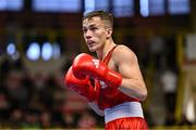 9 March 2024; Bartlomiej Roskowicz of Poland during their Men's 63.5kg Round of 16 bout against Saparmyrat Roskowicz of Turkmenistan during day seven at the Paris 2024 Olympic Boxing Qualification Tournament at E-Work Arena in Busto Arsizio, Italy. Photo by Ben McShane/Sportsfile