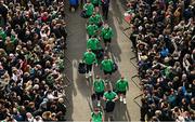 9 March 2024; The Ireland team arrive before the Guinness Six Nations Rugby Championship match between England and Ireland at Twickenham Stadium in London, England. Photo by Harry Murphy/Sportsfile