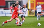 9 March 2024; Zoe McGlynn of Sligo Rovers in action against Hannah Healy of Shelbourne during the SSE Airtricity Women's Premier Division match between Shelbourne and Sligo Rovers at Tolka Park in Dublin. Photo by Shauna Clinton/Sportsfile