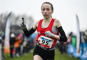 9 March 2024; Madison Welby of Friends School Lisburn, celebrates winning the minor girls 2000m during the 123.ie All Ireland Schools Cross Country Championships at Tymon Park in Tallaght, Dublin. Photo by Sam Barnes/Sportsfile