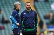 9 March 2024; Ireland head coach Andy Farrell, right, and Ireland defence coach Simon Easterby before the Guinness Six Nations Rugby Championship match between England and Ireland at Twickenham Stadium in London, England. Photo by David Fitzgerald/Sportsfile