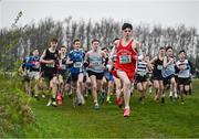 9 March 2024; Matthew Mahony of Midleton CBS, Cork, leads the field in the junior boys 3500m during the 123.ie All Ireland Schools Cross Country Championships at Tymon Park in Tallaght, Dublin. Photo by Sam Barnes/Sportsfile