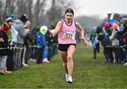 9 March 2024; Emily Bolton of Mount Sackville Sec. School Chapelizod, Dublun, on her way to winning the inter girls 3500m during the 123.ie All Ireland Schools Cross Country Championships at Tymon Park in Tallaght, Dublin. Photo by Sam Barnes/Sportsfile