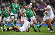 9 March 2024; Tadhg Furlong of Ireland is tackled by George Martin of England during the Guinness Six Nations Rugby Championship match between England and Ireland at Twickenham Stadium in London, England. Photo by David Fitzgerald/Sportsfile