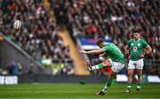 9 March 2024; Jack Crowley of Ireland kicks a penalty during the Guinness Six Nations Rugby Championship match between England and Ireland at Twickenham Stadium in London, England. Photo by Harry Murphy/Sportsfile