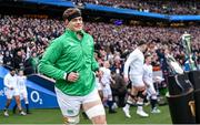 9 March 2024; Josh van der Flier of Ireland runs out before the Guinness Six Nations Rugby Championship match between England and Ireland at Twickenham Stadium in London, England. Photo by David Fitzgerald/Sportsfile