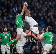 9 March 2024; Hugo Keenan of Ireland in action against Maro Itoje of England during the Guinness Six Nations Rugby Championship match between England and Ireland at Twickenham Stadium in London, England. Photo by David Fitzgerald/Sportsfile