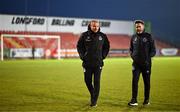 9 March 2024; Shamrock Rovers manager Stephen Bradley, right, and Shamrock Rovers assistant coach Glenn Cronin before the SSE Airtricity Men's Premier Division match between Sligo Rovers and Shamrock Rovers at The Showgrounds in Sligo. Photo by Stephen McCarthy/Sportsfile