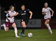 9 March 2024; Shauna Brennan of Athlone Town in action against Julie-Ann Russell of Galway United during the SSE Airtricity Women's Premier Division match between Athlone Town and Galway United at Athlone Town Stadium in Westmeath. Photo by Piaras Ó Mídheach/Sportsfile