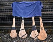 9 March 2024; A towel covering the grips of spare hurls belonging to Westmeath players on the sideline during the Allianz Hurling League Division 1 Group B match between Westmeath and Antrim at TEG Cusack Park in Mullingar, Westmeath. Photo by Piaras Ó Mídheach/Sportsfile