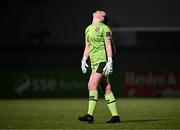 9 March 2024; Galway United goalkeeper Jessica Berlin reacts after a missed chance for her side during the SSE Airtricity Women's Premier Division match between Athlone Town and Galway United at Athlone Town Stadium in Westmeath. Photo by Piaras Ó Mídheach/Sportsfile