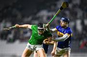 9 March 2024; Gearoid Hegarty of Limerick in action against Conor Bowe of Tipperary during the Allianz Hurling League Division 1 Group B match between Limerick and Tipperary at SuperValu Páirc Uí Chaoimh in Cork. Photo by Seb Daly/Sportsfile
