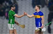 9 March 2024; Diarmaid Byrnes of Limerick and Michael Breen of Tipperary after the Allianz Hurling League Division 1 Group B match between Limerick and Tipperary at SuperValu Páirc Uí Chaoimh in Cork. Photo by Seb Daly/Sportsfile