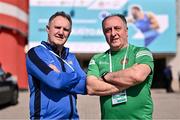 10 March 2024; USA coach Billy Walsh, left, and Ireland coach Zaur Antia during day eight at the Paris 2024 Olympic Boxing Qualification Tournament at E-Work Arena in Busto Arsizio, Italy. Photo by Ben McShane/Sportsfile