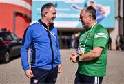 10 March 2024; USA coach Billy Walsh, left, and Ireland coach Zaur Antia during day eight at the Paris 2024 Olympic Boxing Qualification Tournament at E-Work Arena in Busto Arsizio, Italy. Photo by Ben McShane/Sportsfile