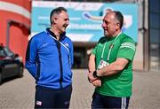 10 March 2024; USA coach Billy Walsh, left, and Ireland coach Zaur Antia during day eight at the Paris 2024 Olympic Boxing Qualification Tournament at E-Work Arena in Busto Arsizio, Italy. Photo by Ben McShane/Sportsfile