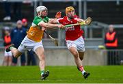 10 March 2024; Declan Dalton of Cork in action against Oisin Kelly of Offaly during the Allianz Hurling League Division 1 Group A match between Offaly and Cork at Glenisk O'Connor Park in Tullamore, Offaly. Photo by Tyler Miller/Sportsfile
