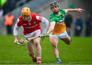 10 March 2024; Niall O'Leary of Cork in action against David Nally of Offaly during the Allianz Hurling League Division 1 Group A match between Offaly and Cork at Glenisk O'Connor Park in Tullamore, Offaly. Photo by Tyler Miller/Sportsfile