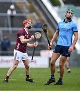 10 March 2024; Tom Monaghan of Galway celebrates after scoring a point during the Allianz Hurling League Division 1 Group B match between Galway v Dublin at Pearse Stadium in Galway. Photo by Piaras Ó Mídheach/Sportsfile