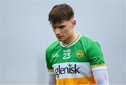 10 March 2024; Donal Shirley of Offaly reacts after his side's defeat in the Allianz Hurling League Division 1 Group A match between Offaly and Cork at Glenisk O'Connor Park in Tullamore, Offaly. Photo by Tyler Miller/Sportsfile