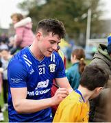 10 March 2024; Seán Rynne of Clare signs the jersey of a Clare supporter after the Allianz Hurling League Division 1 Group A match between Clare and Kilkenny at Cusack Park in Ennis, Clare. Photo by John Sheridan/Sportsfile