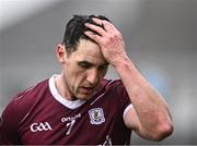 10 March 2024; Daithí Burke of Galway leaves the pitch after he was sent off by referee Johnny Murphy during the Allianz Hurling League Division 1 Group B match between Galway v Dublin at Pearse Stadium in Galway. Photo by Piaras Ó Mídheach/Sportsfile