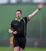 9 March 2024; Referee Paddy Smith during the 2024 Ladies HEC O’Connor Cup final match between Dublin City University Dóchas Éireann and University College Cork at MTU Cork. Photo by Brendan Moran/Sportsfile
