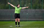 9 March 2024; Referee Sinead McHugh during the 2024 Ladies HEC Lynch Cup final match between Munster Technological University Cork and University College Cork at MTU Cork. Photo by Brendan Moran/Sportsfile