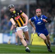 10 March 2024; Darragh Corcoran of Kilkenny in action against John Conlon of Clare during the Allianz Hurling League Division 1 Group A match between Clare and Kilkenny at Cusack Park in Ennis, Clare. Photo by John Sheridan/Sportsfile