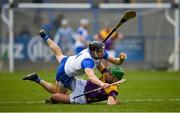 10 March 2024; James Barron of Waterford in action against Richie Lawlor of Wexford during the Allianz Hurling League Division 1 Group A match between Waterford and Wexford at Walsh Park in Waterford. Photo by Seb Daly/Sportsfile