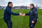 10 March 2024; Wexford manager Keith Rossiter, left, and Waterford manager Davy Fitzgerald shake hands after the Allianz Hurling League Division 1 Group A match between Waterford and Wexford at Walsh Park in Waterford. Photo by Seb Daly/Sportsfile