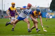 10 March 2024; Shane Reck of Wexford in action against Calum Lyons of Waterford during the Allianz Hurling League Division 1 Group A match between Waterford and Wexford at Walsh Park in Waterford. Photo by Seb Daly/Sportsfile