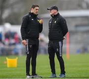 10 March 2024; Clare manager Brian Lohan in conversation with selector Brendan Bugler, to his right, before the Allianz Hurling League Division 1 Group A match between Clare and Kilkenny at Cusack Park in Ennis, Clare. Photo by John Sheridan/Sportsfile