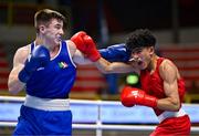 10 March 2024; Soulaimane Samghouli of Morocco, right, in action against Jude Gallagher of Ireland during their Men's 57kg Round of 16 bout during day eight at the Paris 2024 Olympic Boxing Qualification Tournament at E-Work Arena in Busto Arsizio, Italy. Photo by Ben McShane/Sportsfile