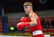 10 March 2024; Owain Harris-Allan of Great Britain during their Men's 57kg Round of 16 bout against Lucas Alexander Fernandez Garcia of Uruguay during day eight at the Paris 2024 Olympic Boxing Qualification Tournament at E-Work Arena in Busto Arsizio, Italy. Photo by Ben McShane/Sportsfile