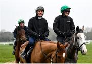 11 March 2024; Danny Mullins on Il Etait Temps, right, and Paul Townend on State Man on the gallops ahead of the Cheltenham Racing Festival at Prestbury Park in Cheltenham, England. Photo by David Fitzgerald/Sportsfile