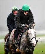 11 March 2024; Danny Mullins with Il Etait Temps on the gallops ahead of the Cheltenham Racing Festival at Prestbury Park in Cheltenham, England. Photo by David Fitzgerald/Sportsfile