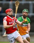 10 March 2024; Alan Connolly of Cork in action against Ben Coneely of Offaly during the Allianz Hurling League Division 1 Group A match between Offaly and Cork at Glenisk O'Connor Park in Tullamore, Offaly. Photo by Tyler Miller/Sportsfile