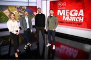 11 March 2024; Former jockey Nina Carberry, Presenter Tommy Martin, Former Leinster and Ireland rugby player Rob Kearney and Former Republic of Ireland player Damien Delaney are pictured as Virgin Media Television celebrated its ‘Mega March’ of live sport, with Guinness Six Nations, Republic of Ireland international friendlies, Cheltenham Festival and much more. Photo by Ramsey Cardy/Sportsfile