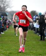 9 March 2024; Laura Ayres of St Leo's Carlow, competes in the minor girls 2000m during the 123.ie All Ireland Schools Cross Country Championships at Tymon Park in Tallaght, Dublin. Photo by Sam Barnes/Sportsfile