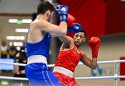 11 March 2024; Kelyn Cassidy of Ireland, right, in action against Nurbek Oralbay of Kazakhstan during their Men's 80kg Quarterfinals bout during day nine at the Paris 2024 Olympic Boxing Qualification Tournament at E-Work Arena in Busto Arsizio, Italy. Photo by Ben McShane/Sportsfile